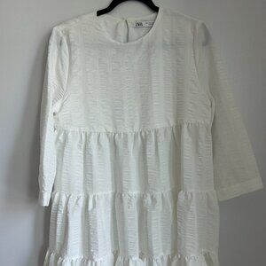 Zara White Long Sleeve Dress Size M